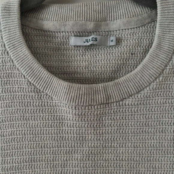 Mango Men's Light Gray Crewneck Textured Sweater - Picture 9 of 11